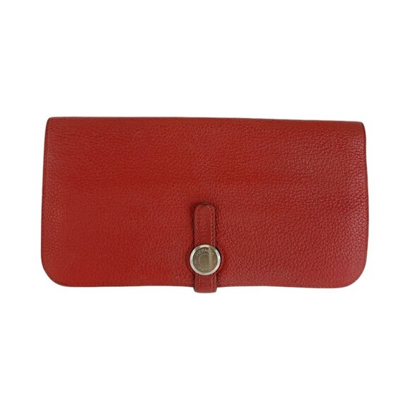 HERMES Red Leather Wallet - Picture 1 of 10